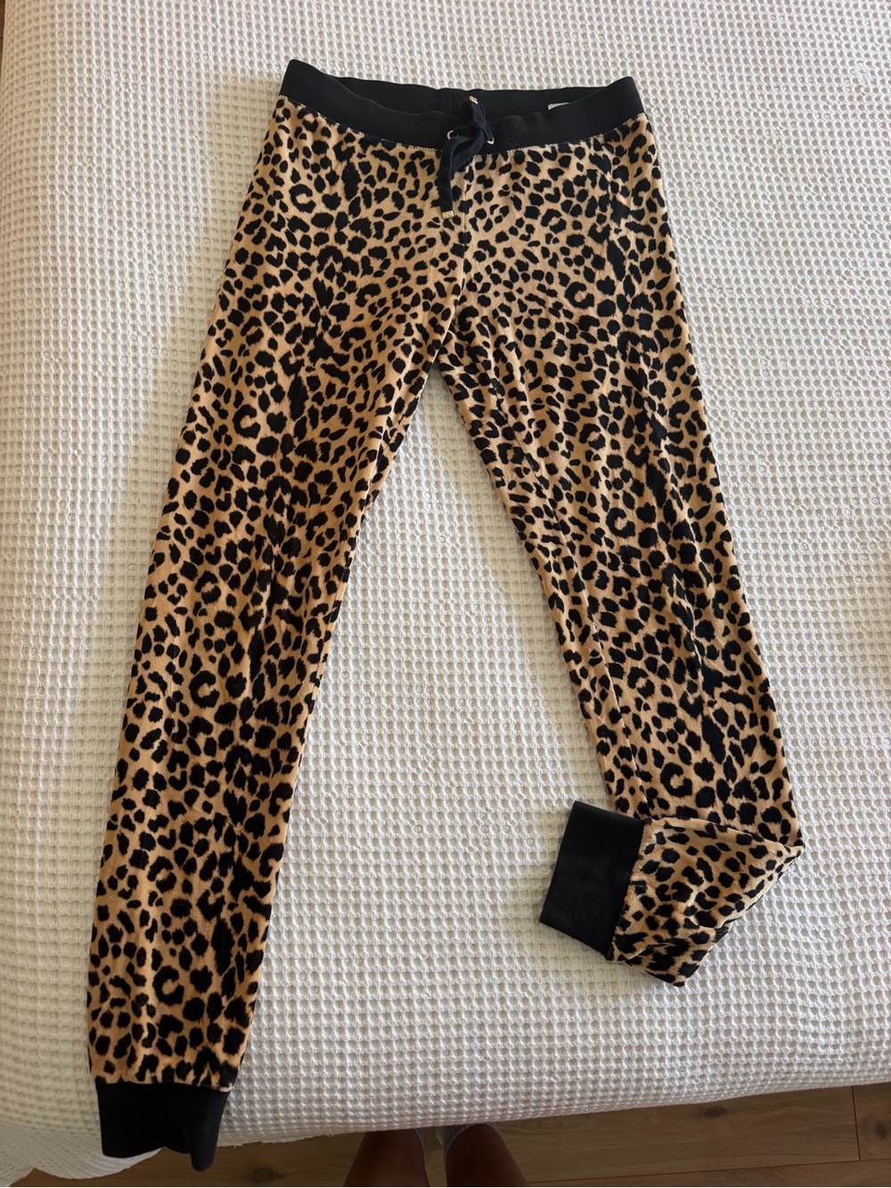Vintage/Y2K Juicy Couture Leopard Velour Track Pants, XS — circa 2009–2012